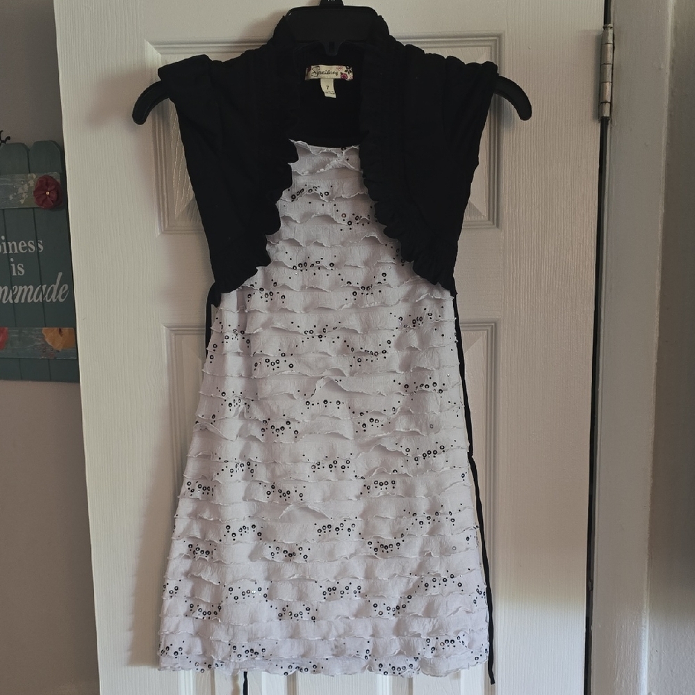 Speechless Elegant Black and White Lace Kids Dress